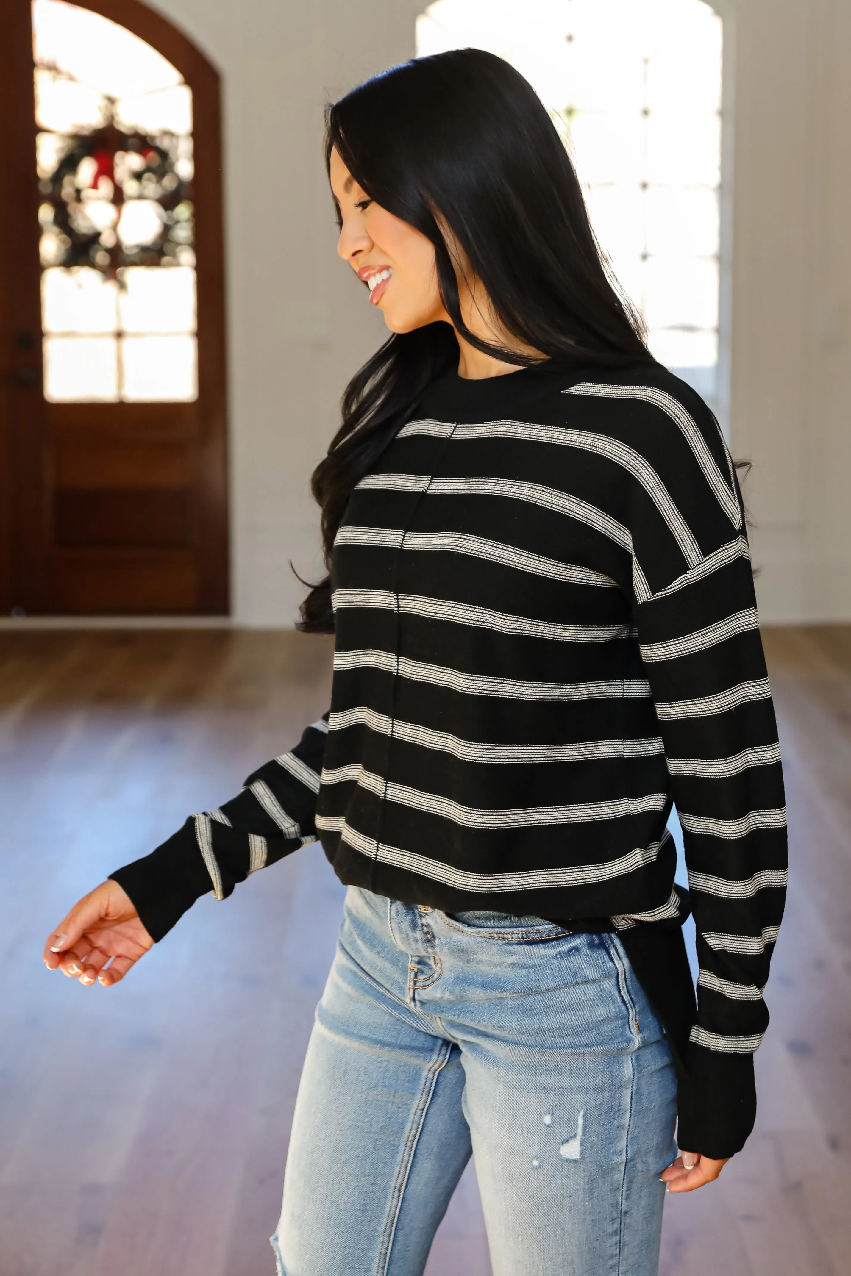 Adorable Simplicity Striped Lightweight Knit Sweater - DOORBUSTER