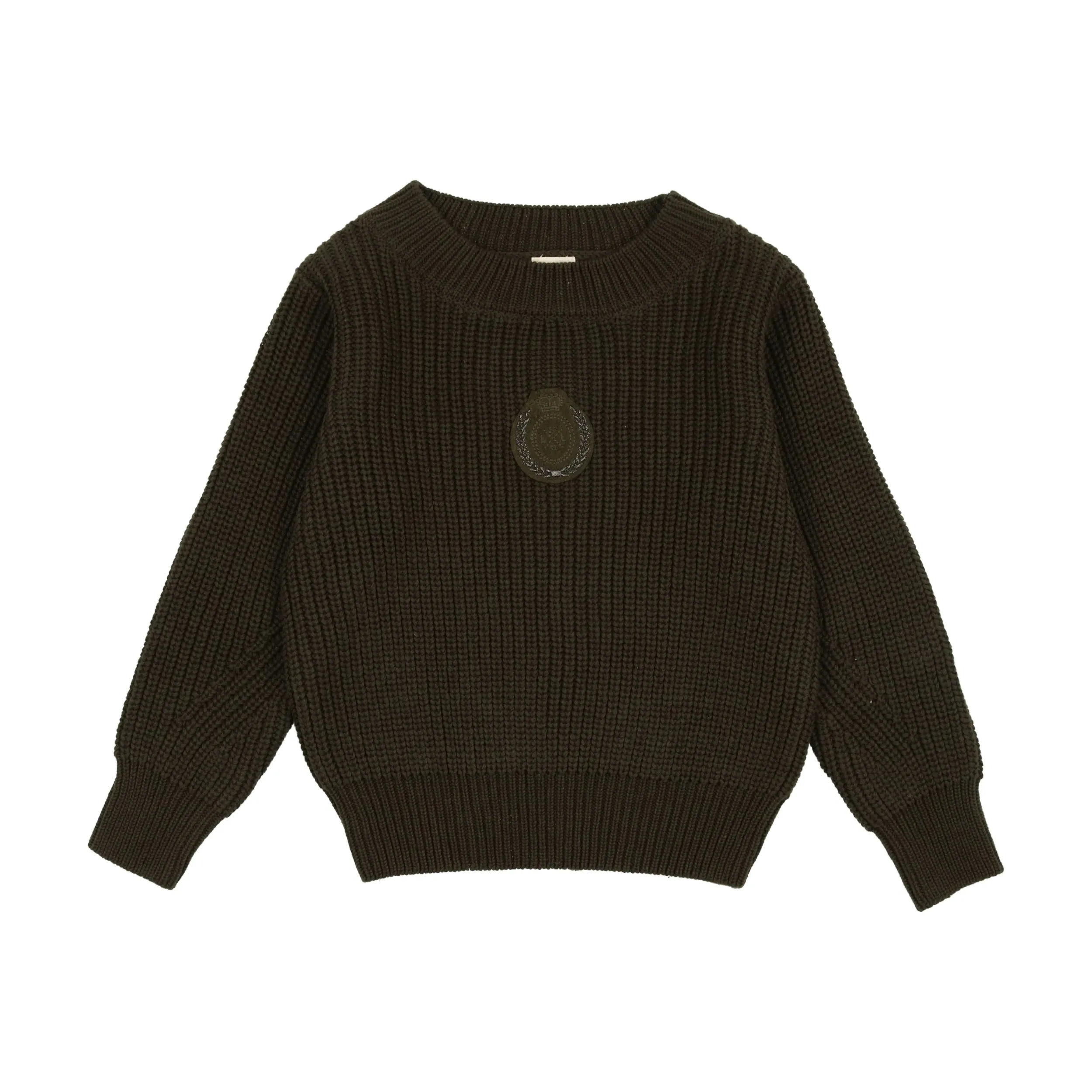 Analogie Chunky Crest Knit Sweater in Olive