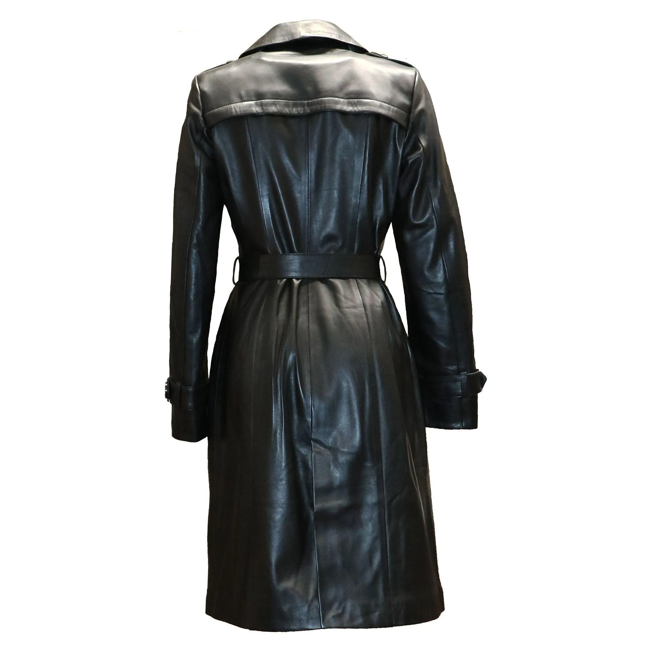 Barya New York Women's Genuine Leather Trench Coat