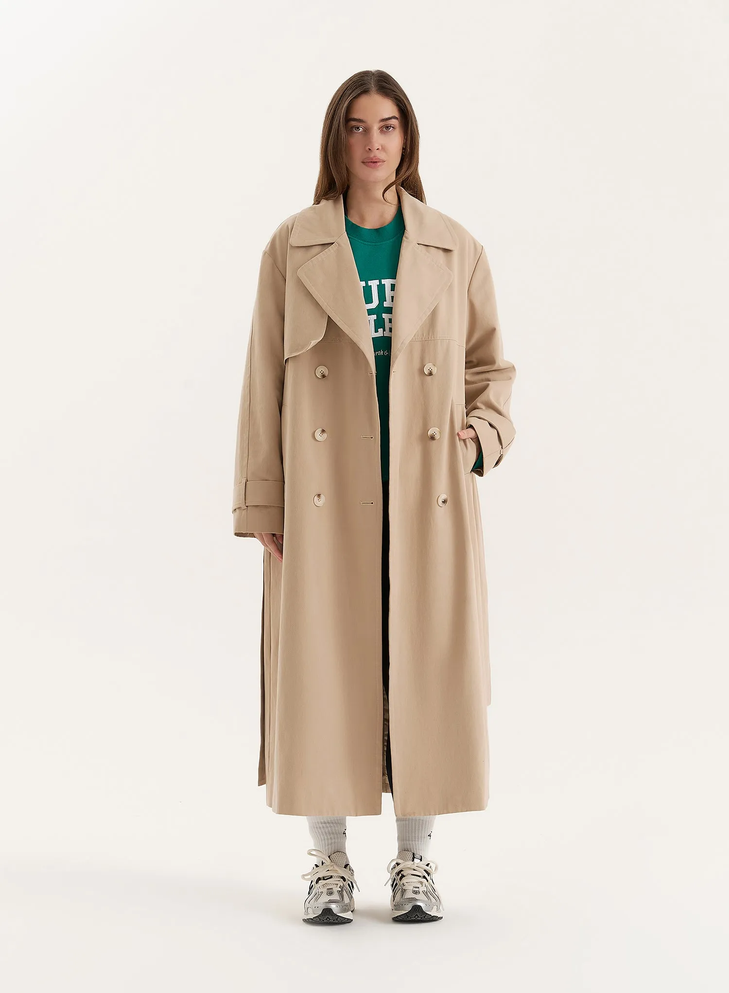 Beige Belted Trench Coat- Tabi