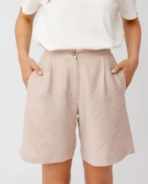 Beige Linen Shorts