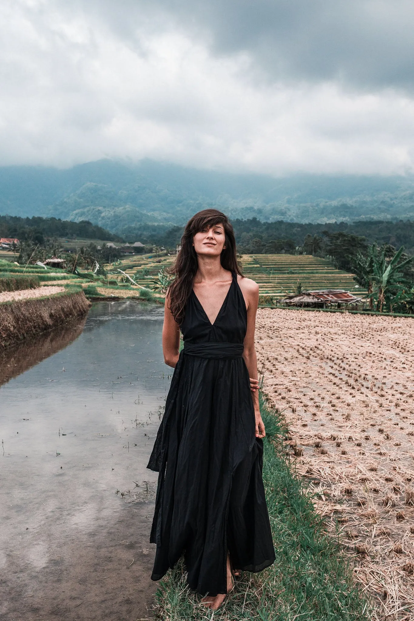 Black Cotton Bohemian Maxi Dress Convertible Dress