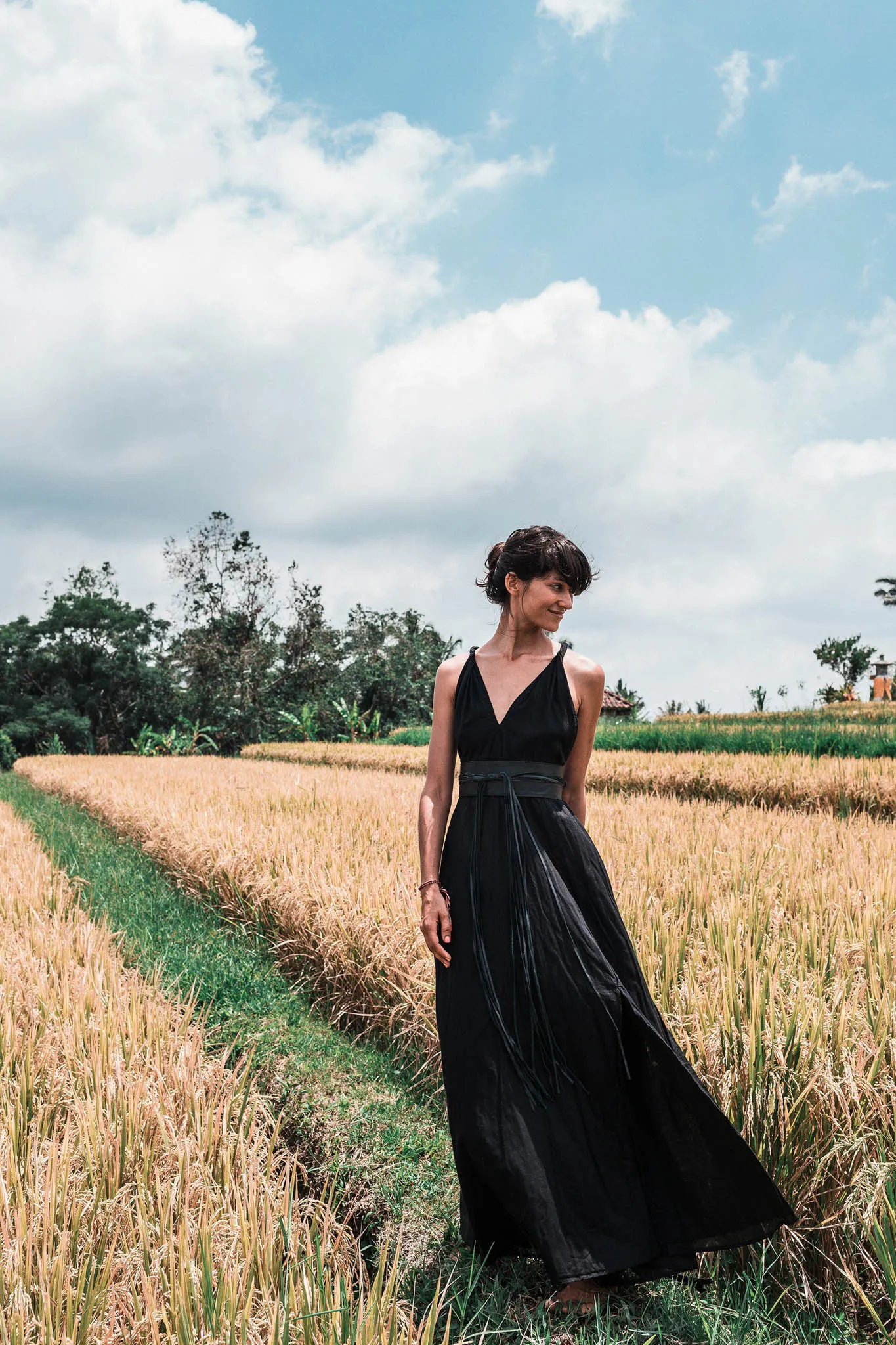 Black Cotton Bohemian Maxi Dress Convertible Dress