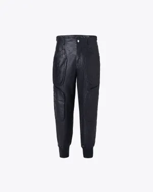 BLACK LEATHER CARGO PANTS