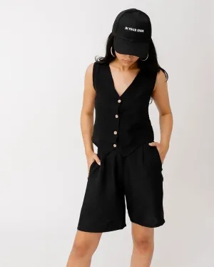 Black Linen Shorts