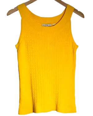 Bright Spring Buttercup Sleeveless Cable Knit Sweater