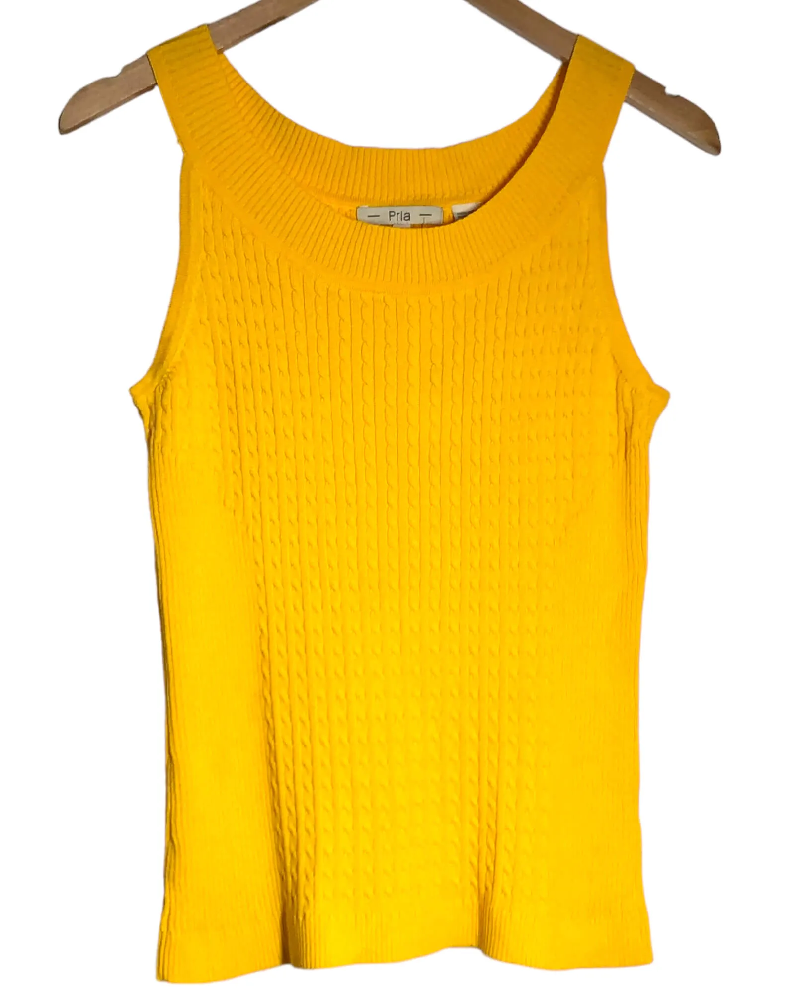 Bright Spring Buttercup Sleeveless Cable Knit Sweater