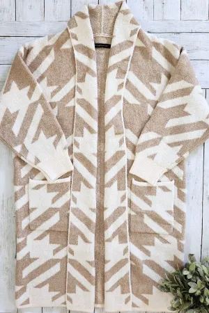 Camel Houndstooth Cardigan