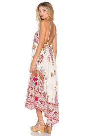 Cami Top "Hotel Paradiso" Boho Maxi Dress Pink Print Long Flowing Beach Paradise Gown Sizes Small Medium Or Large