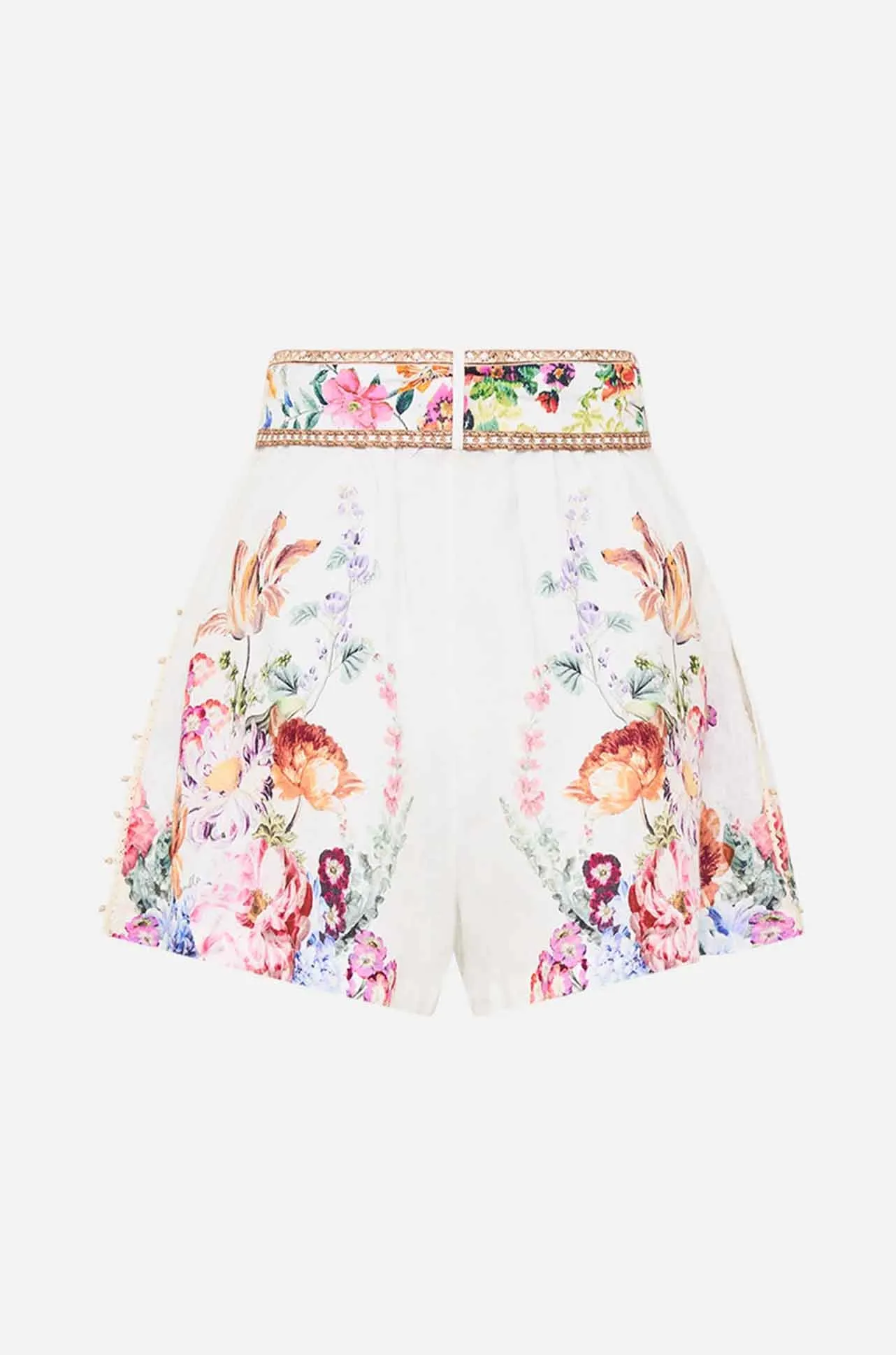 Camilla - Plumes and Parterres Tuck Front Short with Belt