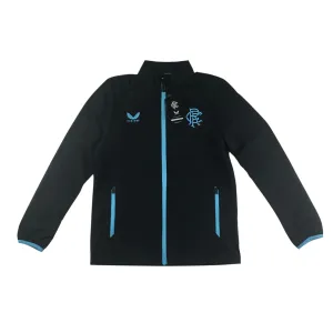 Castore Rangers FC players travel jacket women size UK 12 black and blue fill zipper windbreaker