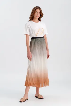 Choice Pleated Ombre Classic Skirt Caramel