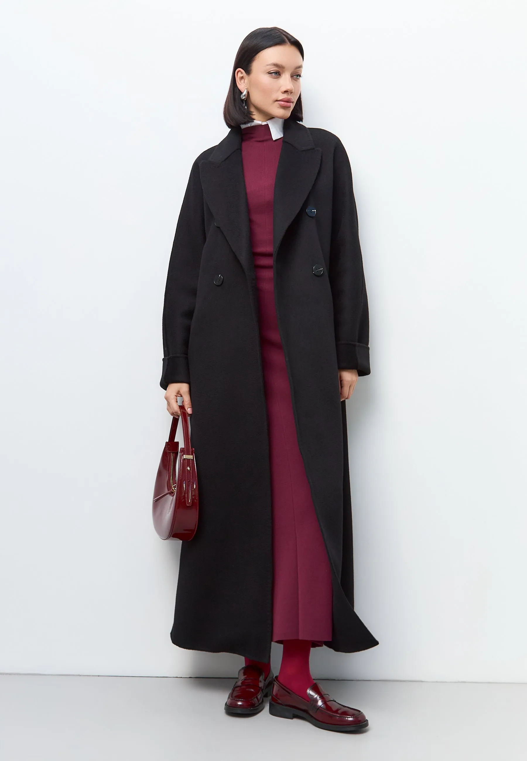 Classic Luxe Long Coat Rosie - Black