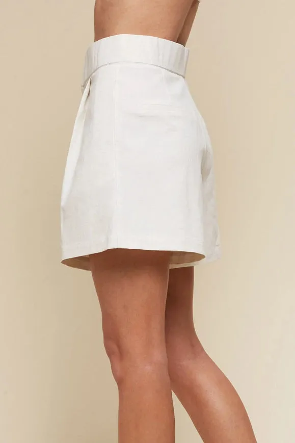 Cream Linen Shorts