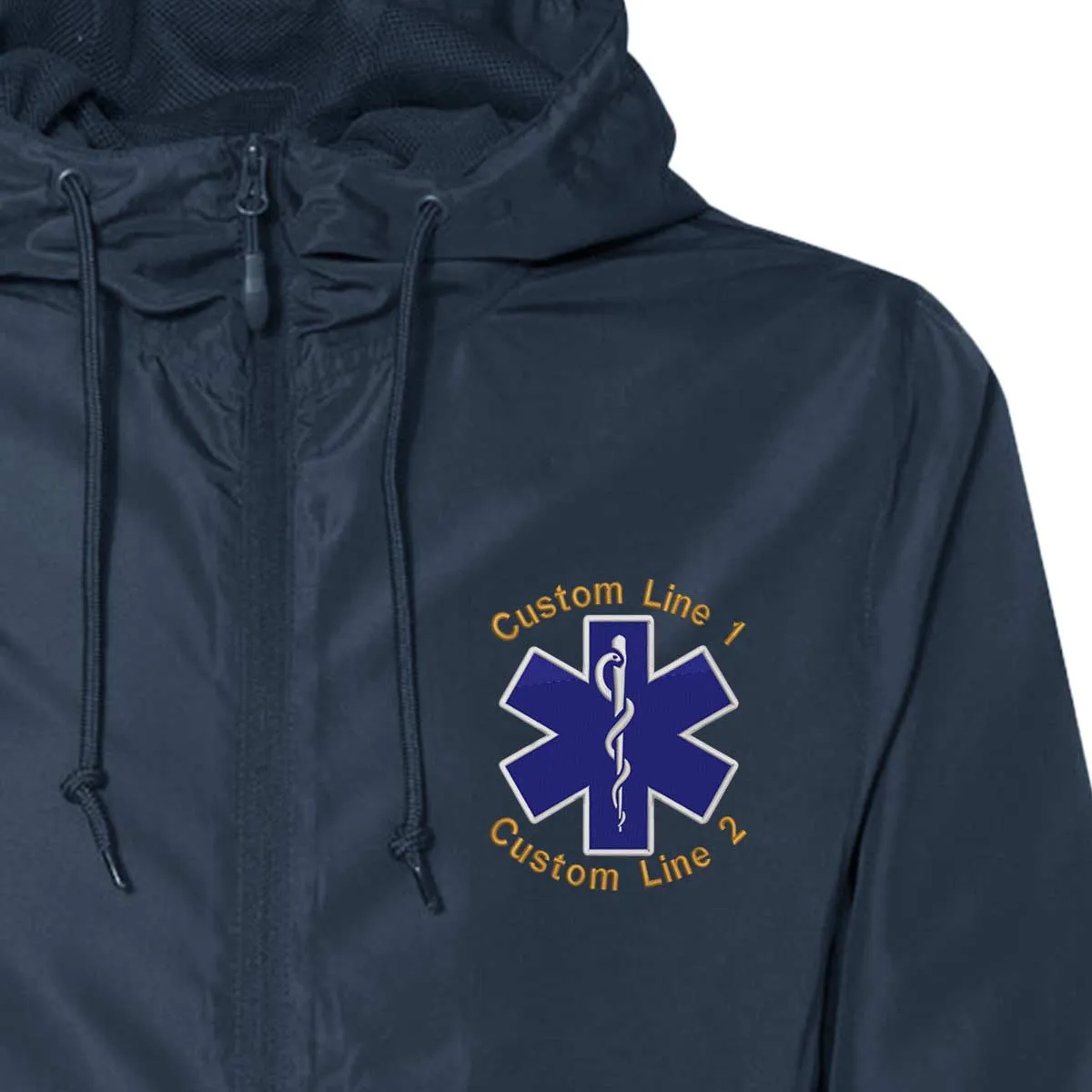 Customized Lightweight Windbreaker Full-Zip Jacket with Star of Life Embroidery