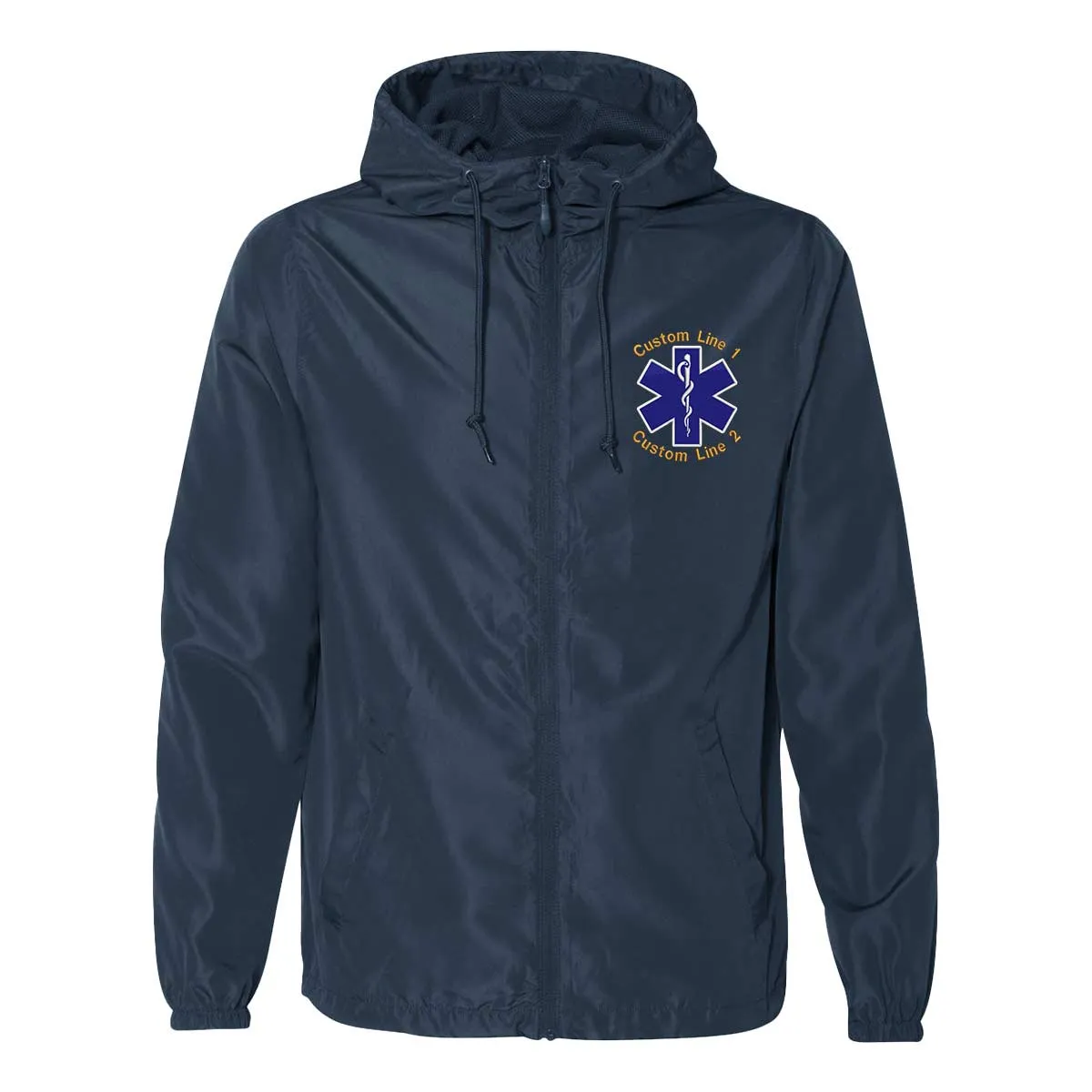 Customized Lightweight Windbreaker Full-Zip Jacket with Star of Life Embroidery