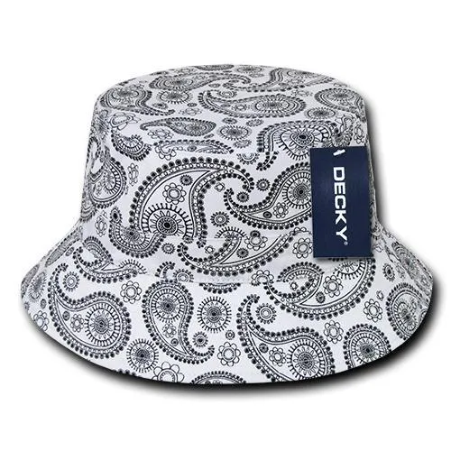 Decky 459 - Relaxed Paisley Bucket Hat, Bandana Pattern Bucket Cap