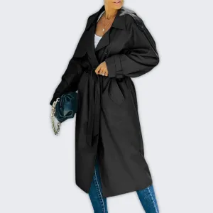 Elegant Women's Warm Long Winter Trench Coat for Cold Days