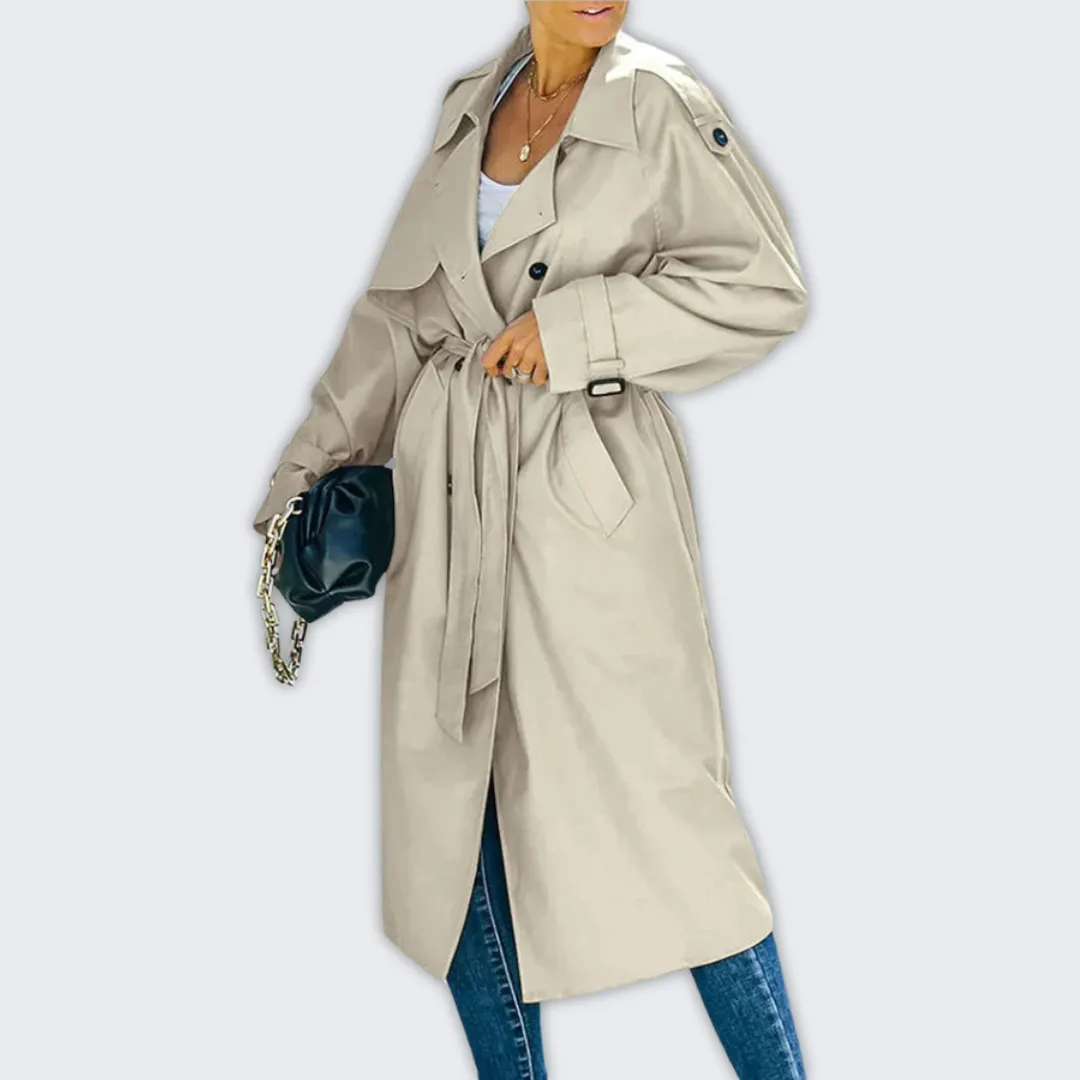 Elegant Women's Warm Long Winter Trench Coat for Cold Days