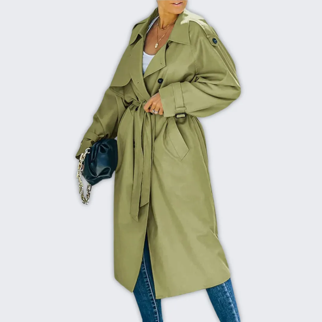 Elegant Women's Warm Long Winter Trench Coat for Cold Days