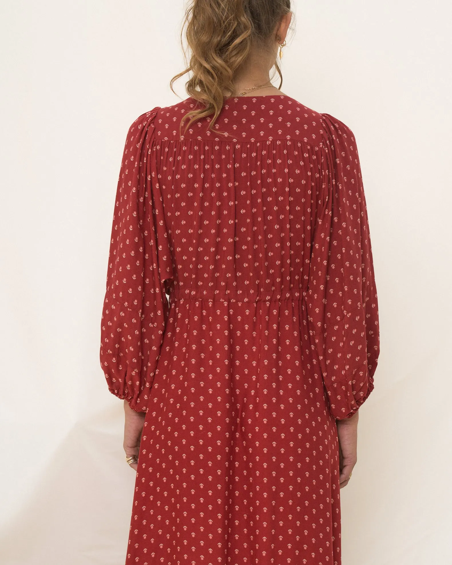 Ember Red Boho Button Down Maxi Dress