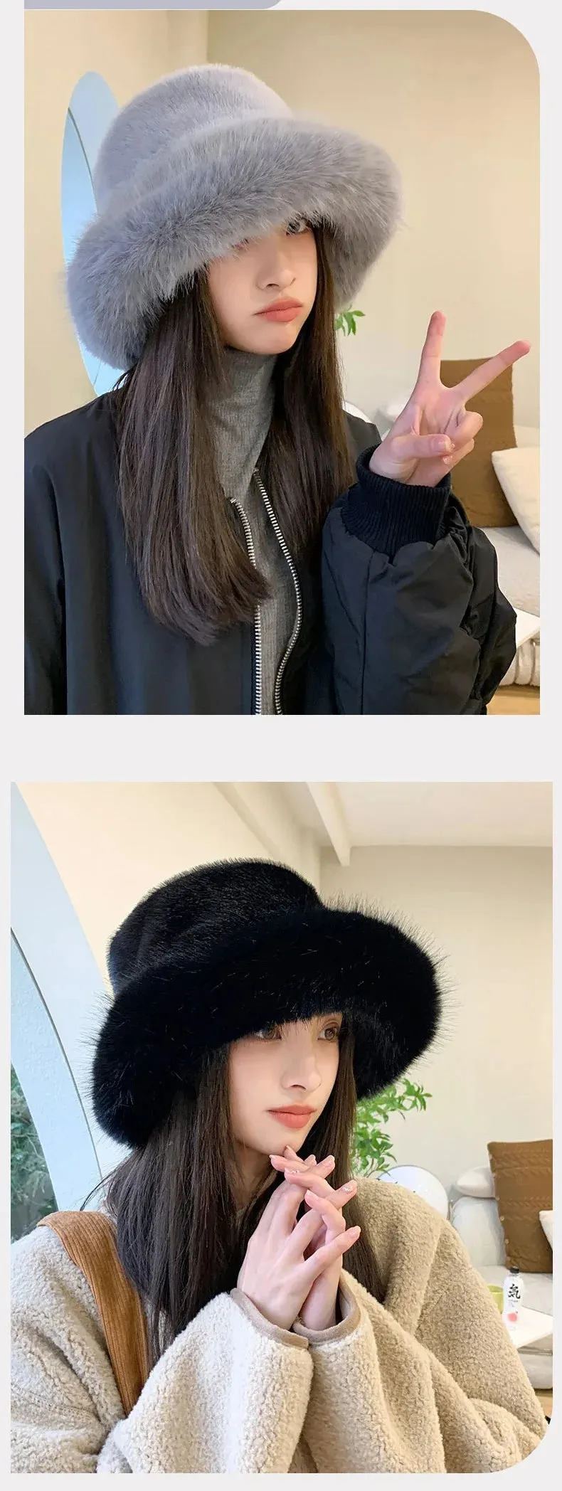 Faux Fur Bucket Hats