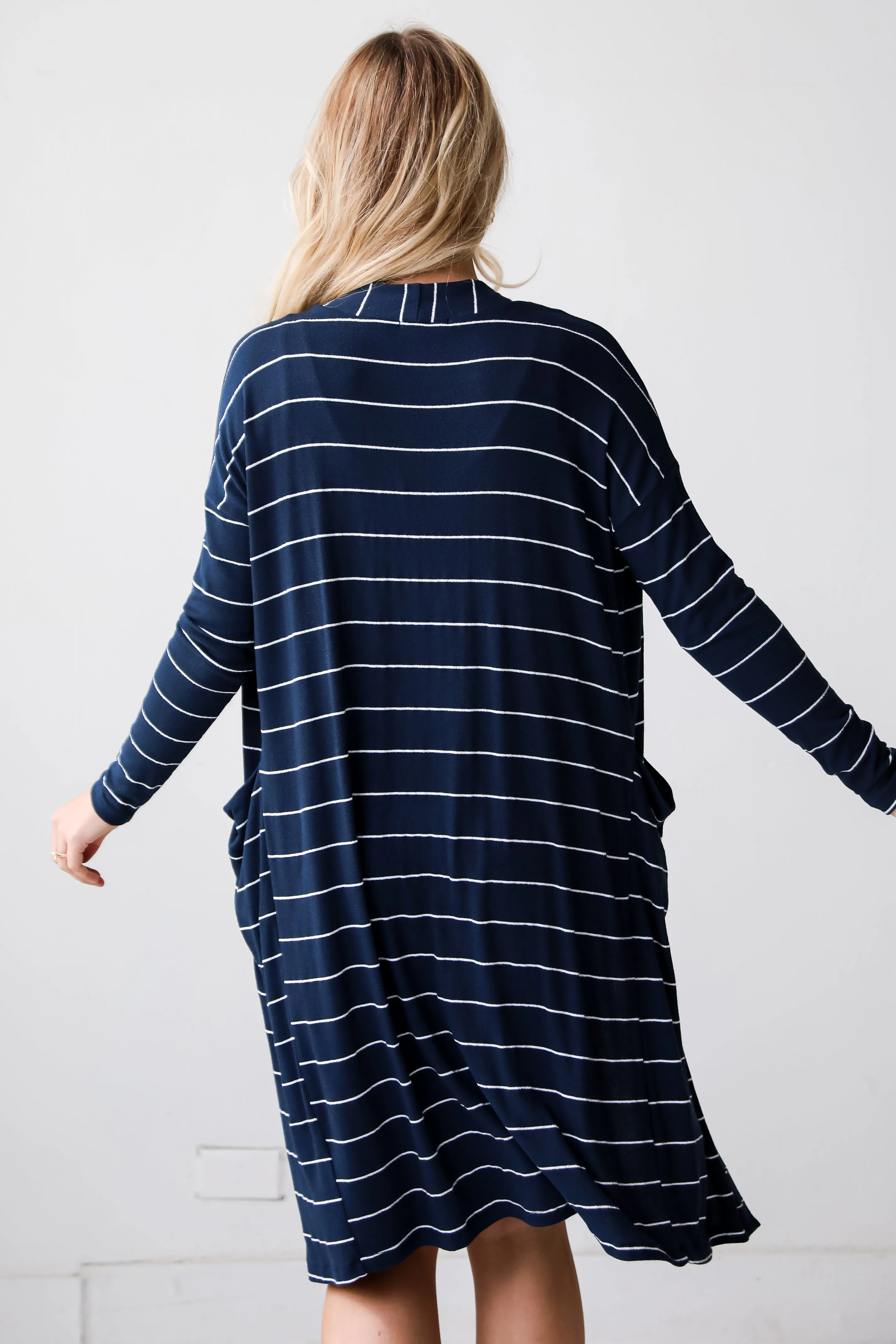 FINAL SALE - Piper Striped Longline Lightweight Knit Cardigan