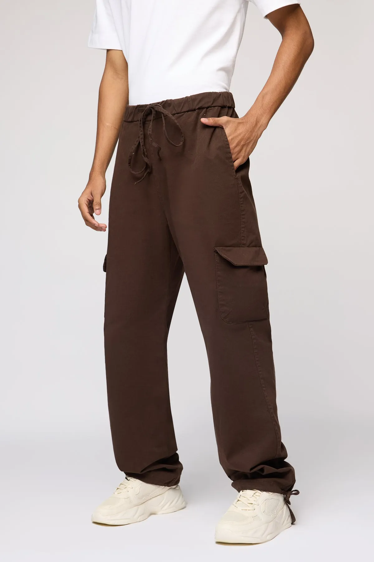 Firewood Brown Men's Relaxed Fit Cargo Pants