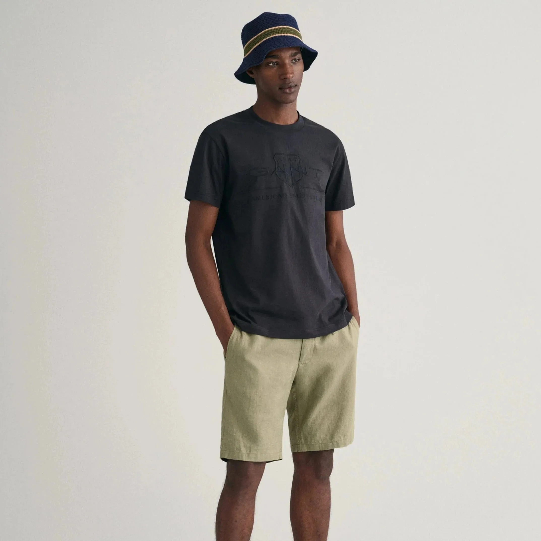 GANT Relaxed Fit Linen Drawstring Shorts in Dried Clay