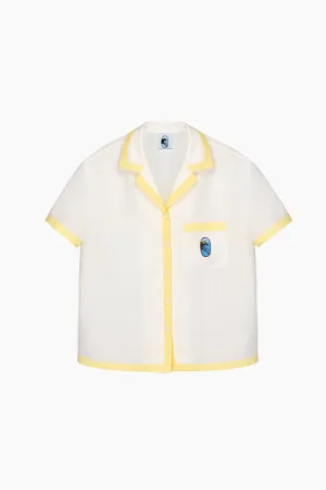 Garrick Embroidered Linen Short-sleeved Shirt in Milk