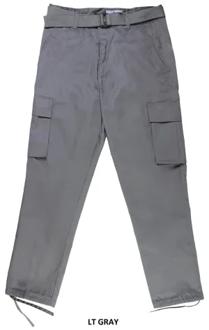 Grey Men's Belted Cargo Pants Loose Fit multiple pockets Style No: AP1515