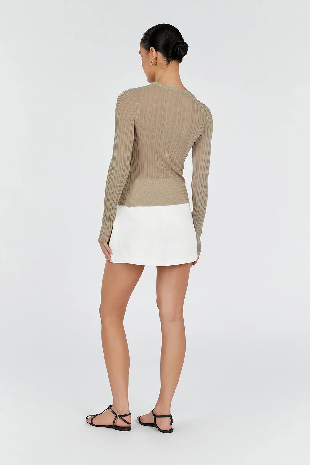 HARPER TAUPE LONG SLEEVE KNIT TOP