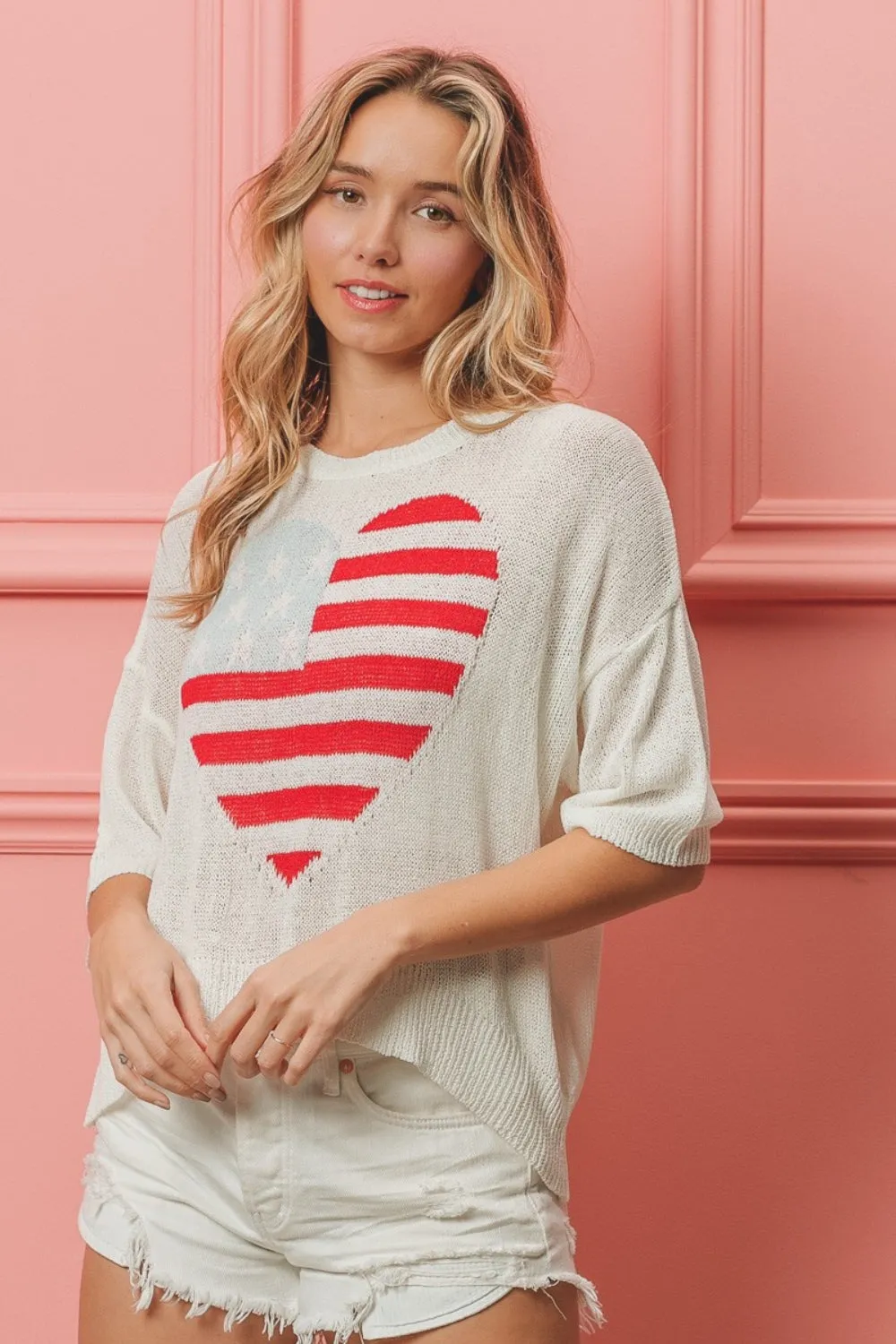 Heart Flag Lightweight Knit Top