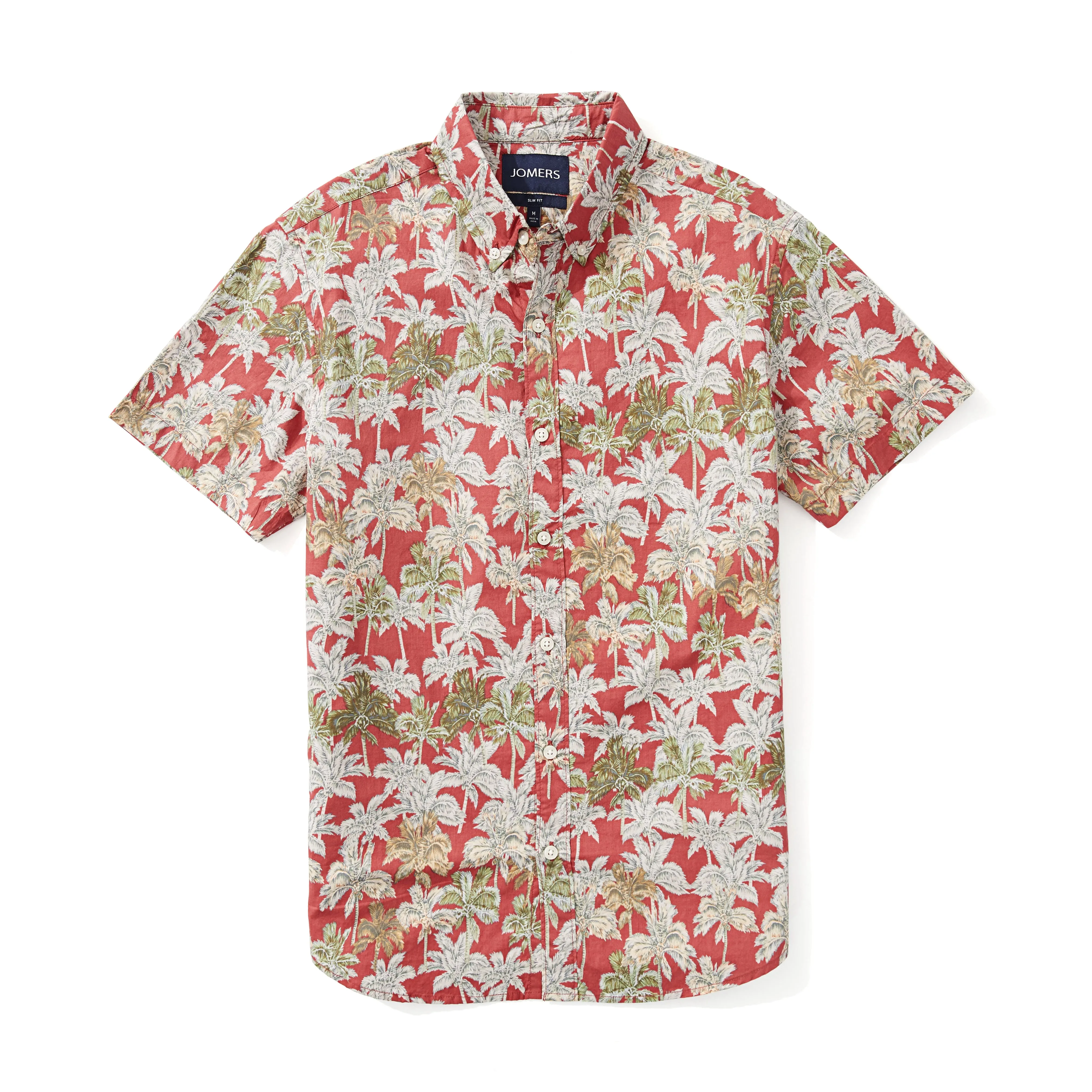 Italian Short Sleeve Shirt - Red Logan Palm