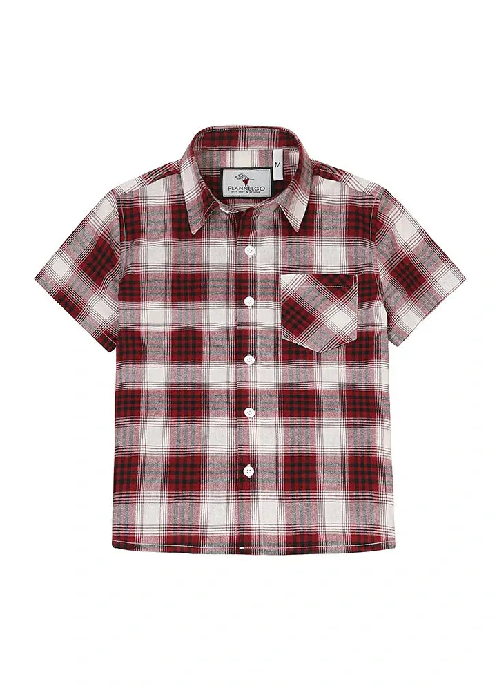 Kids Short Sleeve Cotton Shirt,Button Up