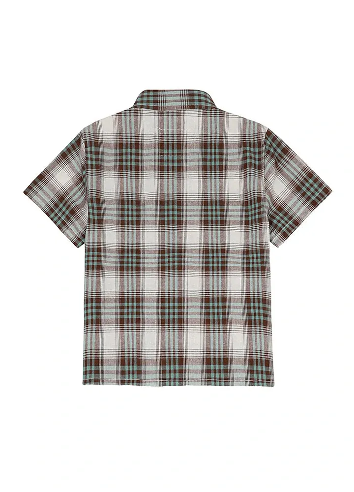 Kids Short Sleeve Cotton Shirt,Button Up