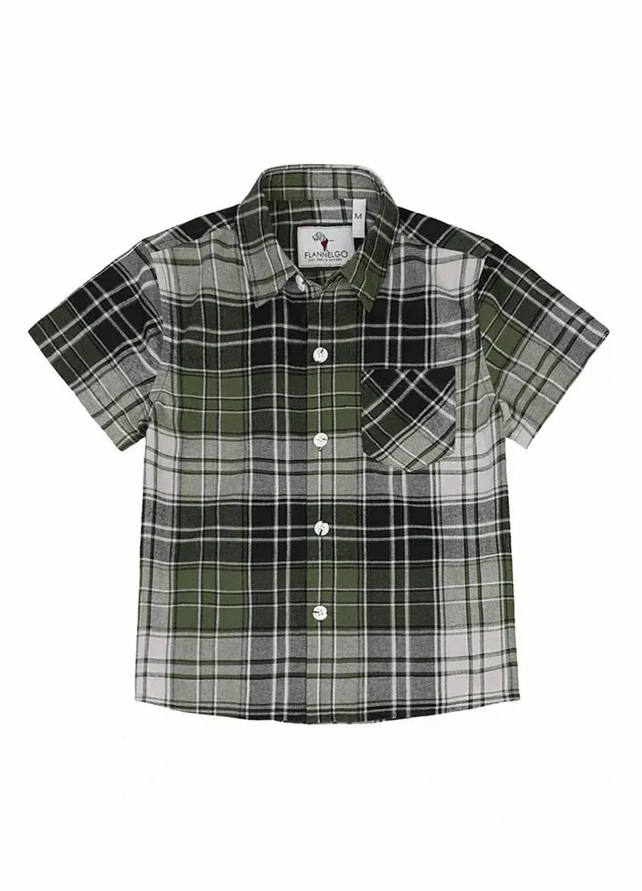 Kids Short Sleeve Cotton Shirt,Button Up