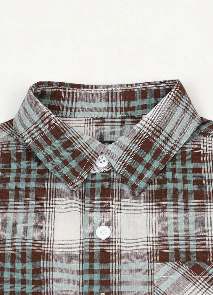 Kids Short Sleeve Cotton Shirt,Button Up