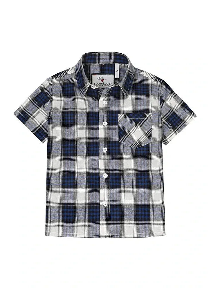 Kids Short Sleeve Cotton Shirt,Button Up