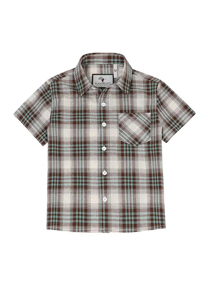 Kids Short Sleeve Cotton Shirt,Button Up