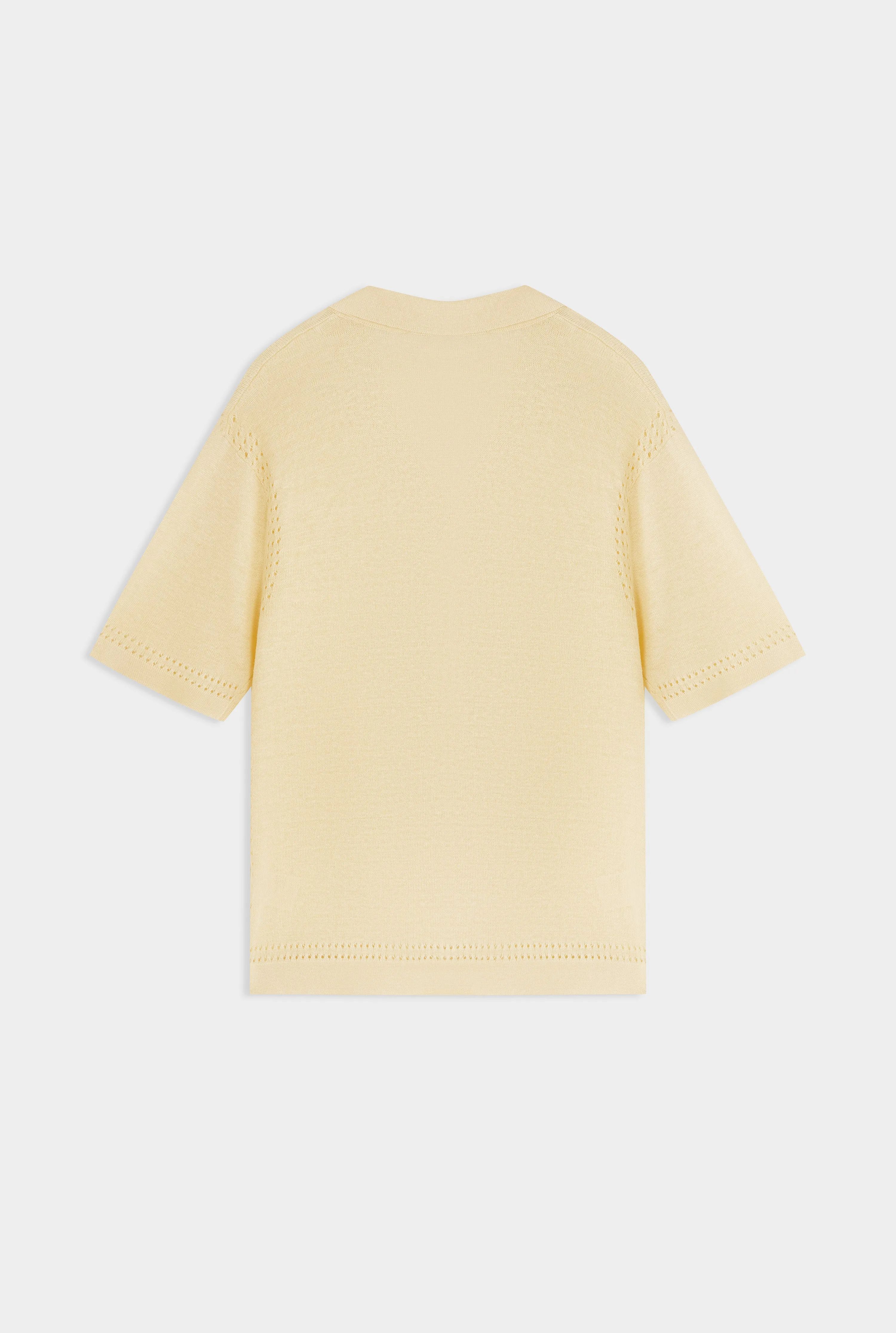 Knitted Contrast Short Sleeve Shirt - Golden Haze