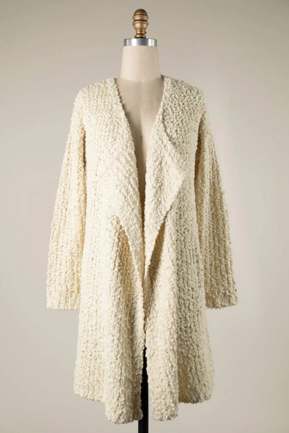 LAPEL DETAIL POPCORN KNIT CARDIGAN 1 PACK