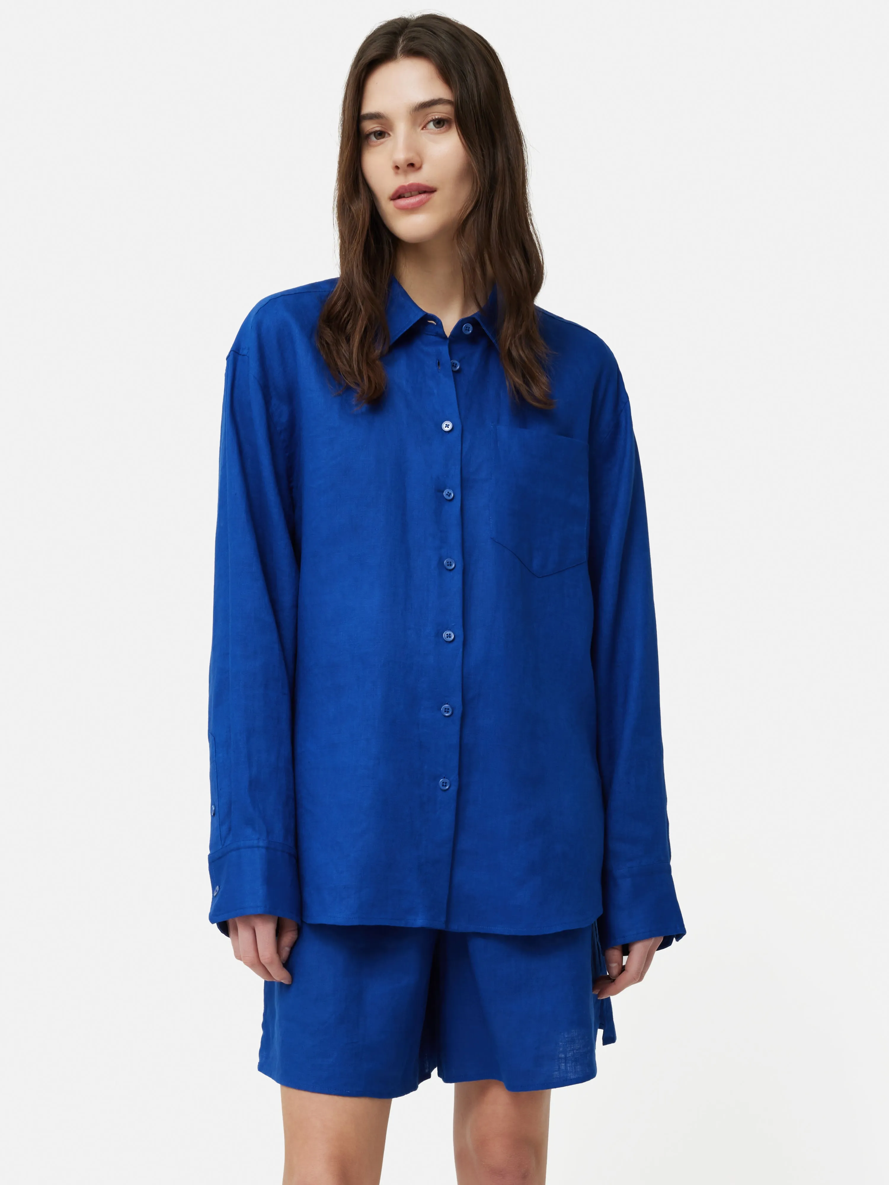 Linen Relaxed Shirt | Blue