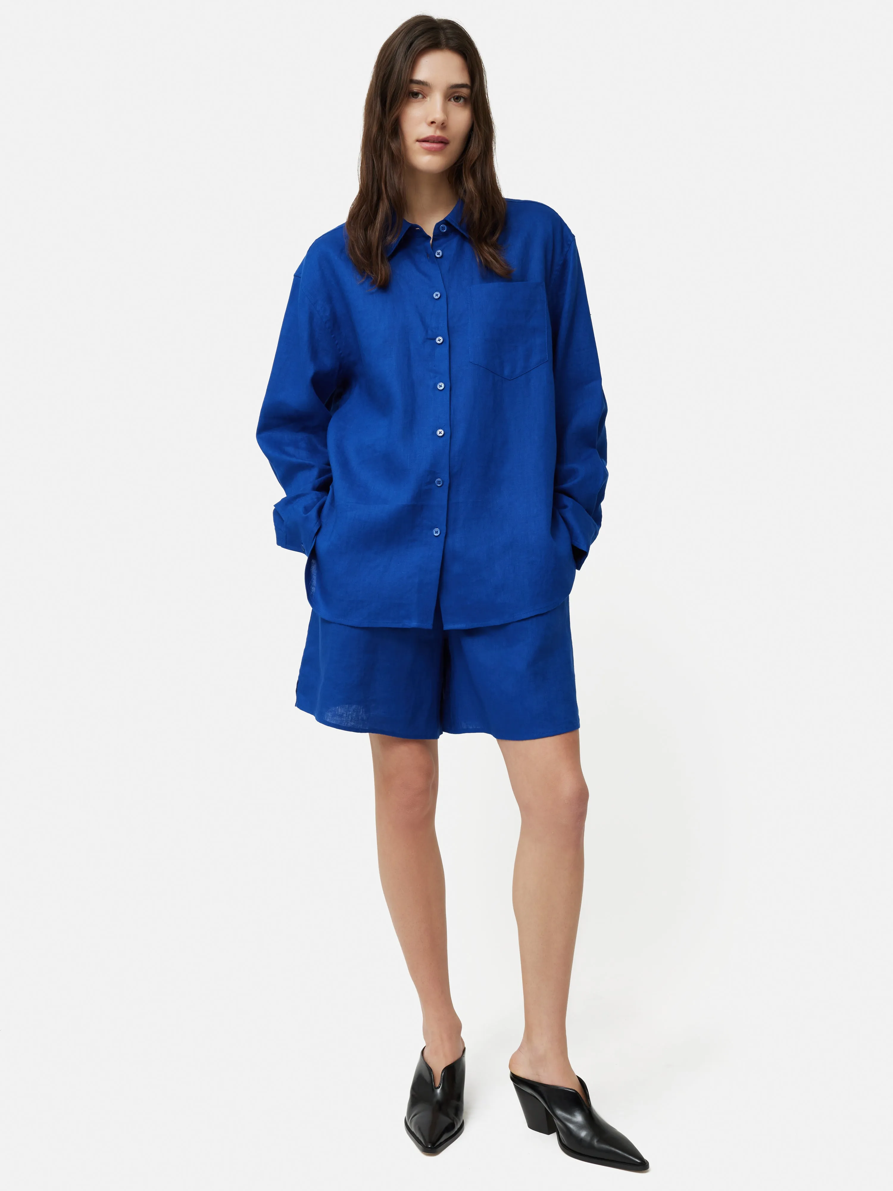 Linen Relaxed Shirt | Blue