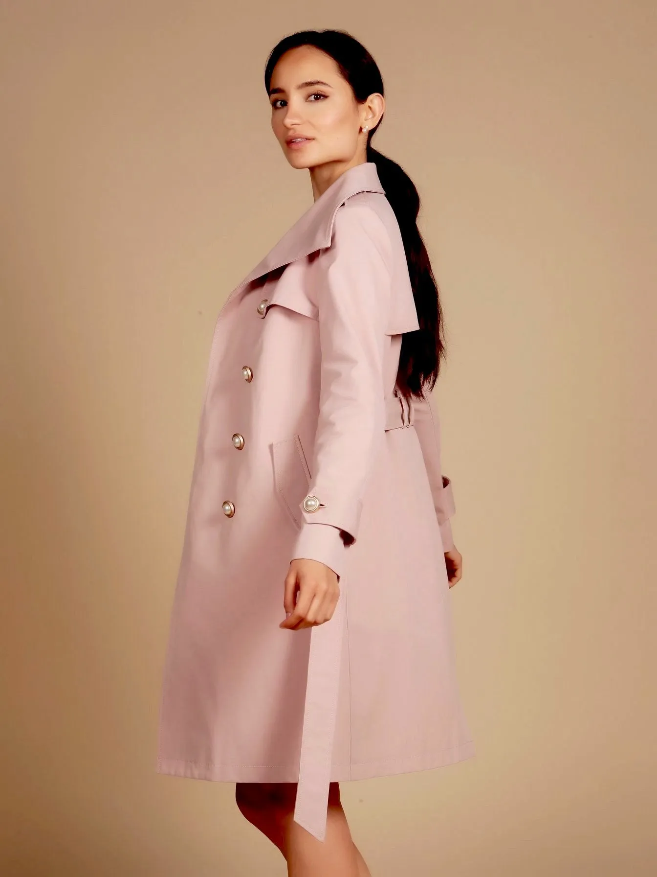 'Malena' Cotton Trench in Polverosa Rosa