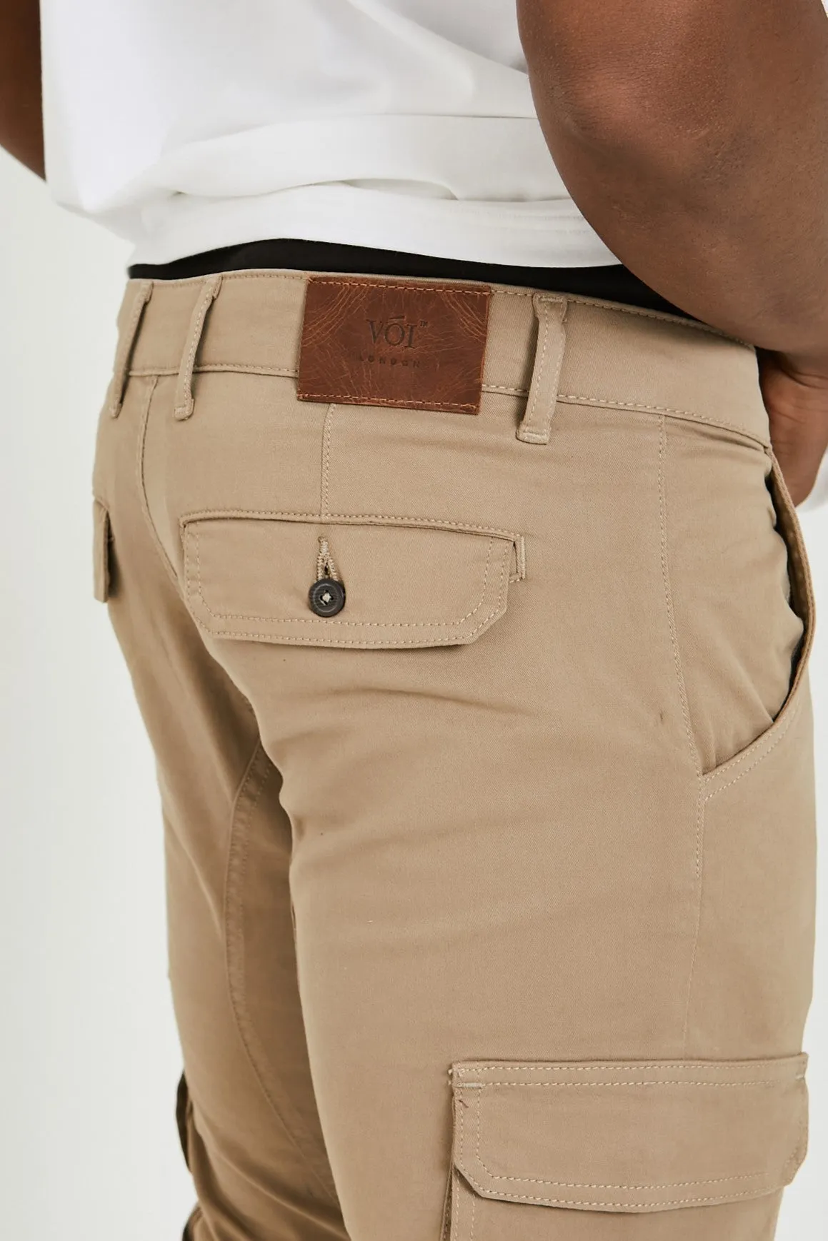 Milton Tapered Cargo Cotton Pants - Beige