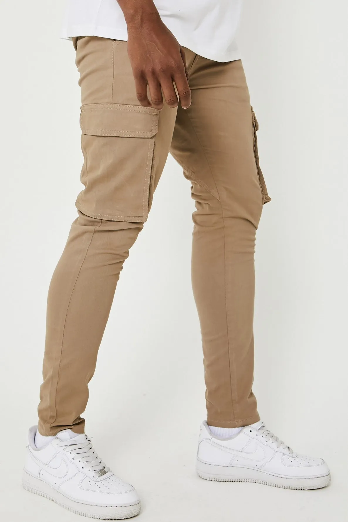 Milton Tapered Cargo Cotton Pants - Beige