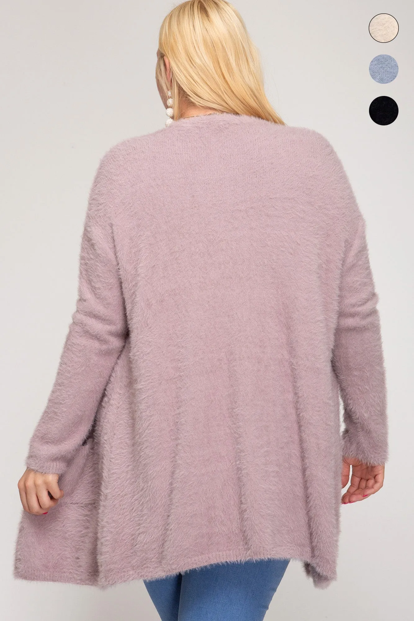 Misty Pink Knit Fuzzy Jacket