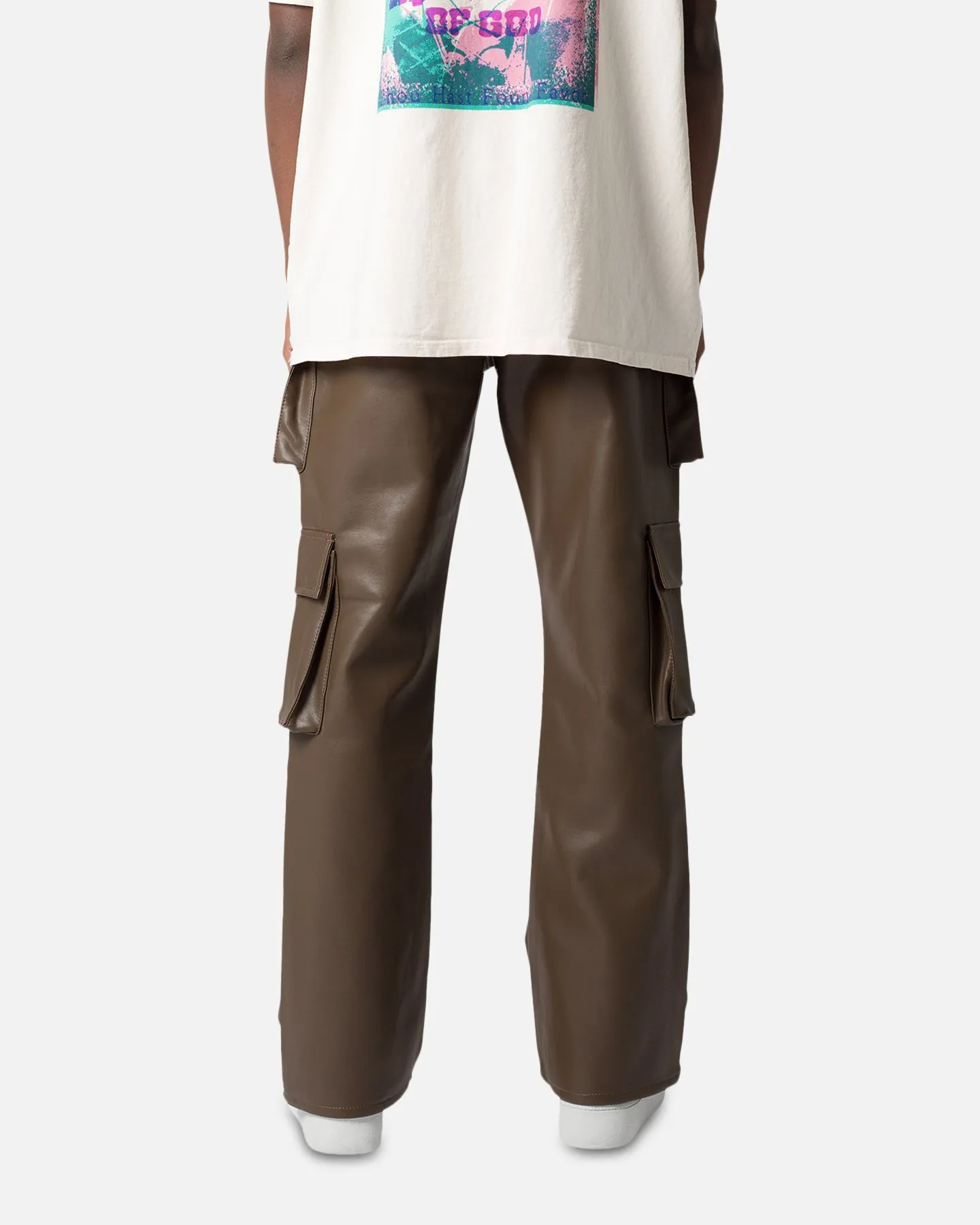 MNML Leather Double Snap Cargo Pants Chocolate