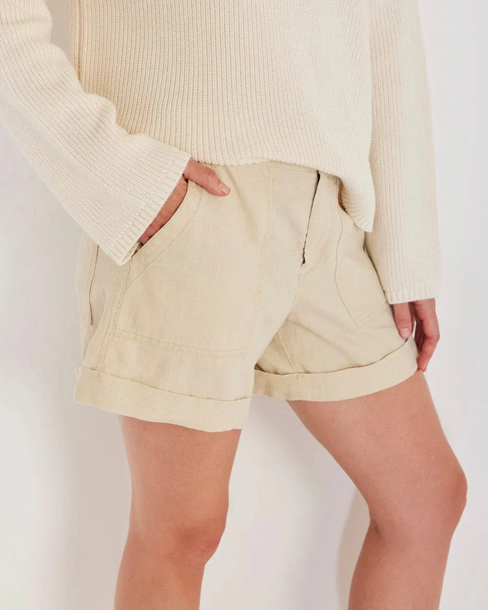 Mo0213 Not Monday Linen Short - Off White